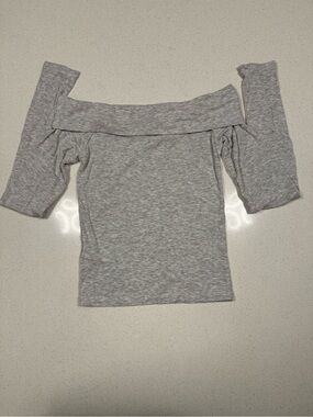 Cotton On Heather Gray Off-Shoulder Ribbed Top
